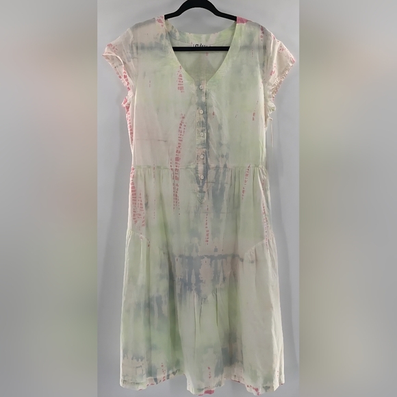 NWT LACAUSA by Anthropologie Tie-Dye Short Sleeve Dress - Picture 5 of 12